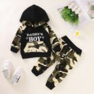 Baby boy Daddy’s Boy camouflage hoodie and pants set with casual hooded sweatshirt and matching camo jogger pants