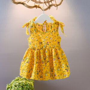 Girls summer sleeveless floral dress for baby and kids with lightweight casual skirt design
