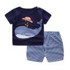 Baby cartoon summer clothing set for boys and girls with casual T-shirt and comfortable kids outfit design