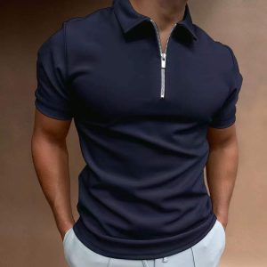 Men’s casual short sleeve digital print polo shirt stylish fashion top