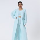 Women’s cozy 3-piece warm pajama lounge set with matching top, pants, and outerwear for winter sleepwear and stylish home loungewear.