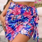 Blue floral print high waist lace-up bodycon mini skirt for women styled for summer fashion and casual wear