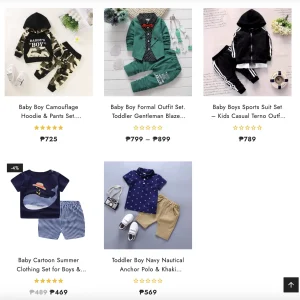 A collection of stylish and affordable terno outfits for boys, perfect for toddlers and active everyday play.