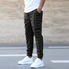 Men’s fashion plaid print drawstring casual pants stylish comfortable trousers